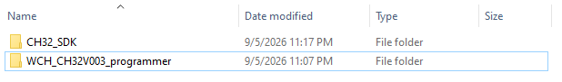 CH32_SDK and WCH_CH32V003_programmer folders side by side in Windows Explorer
